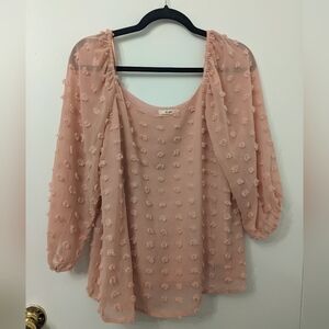 Francesca's Mi Ami Blush Textured Women's Off the Shoulder Blouse